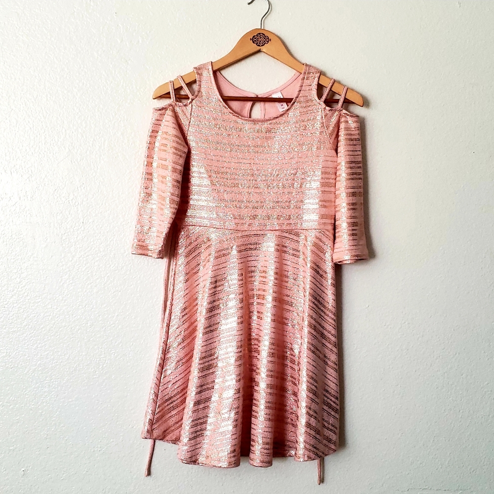 Justice Girls Pink Shine Cold Shoulder Dress 14